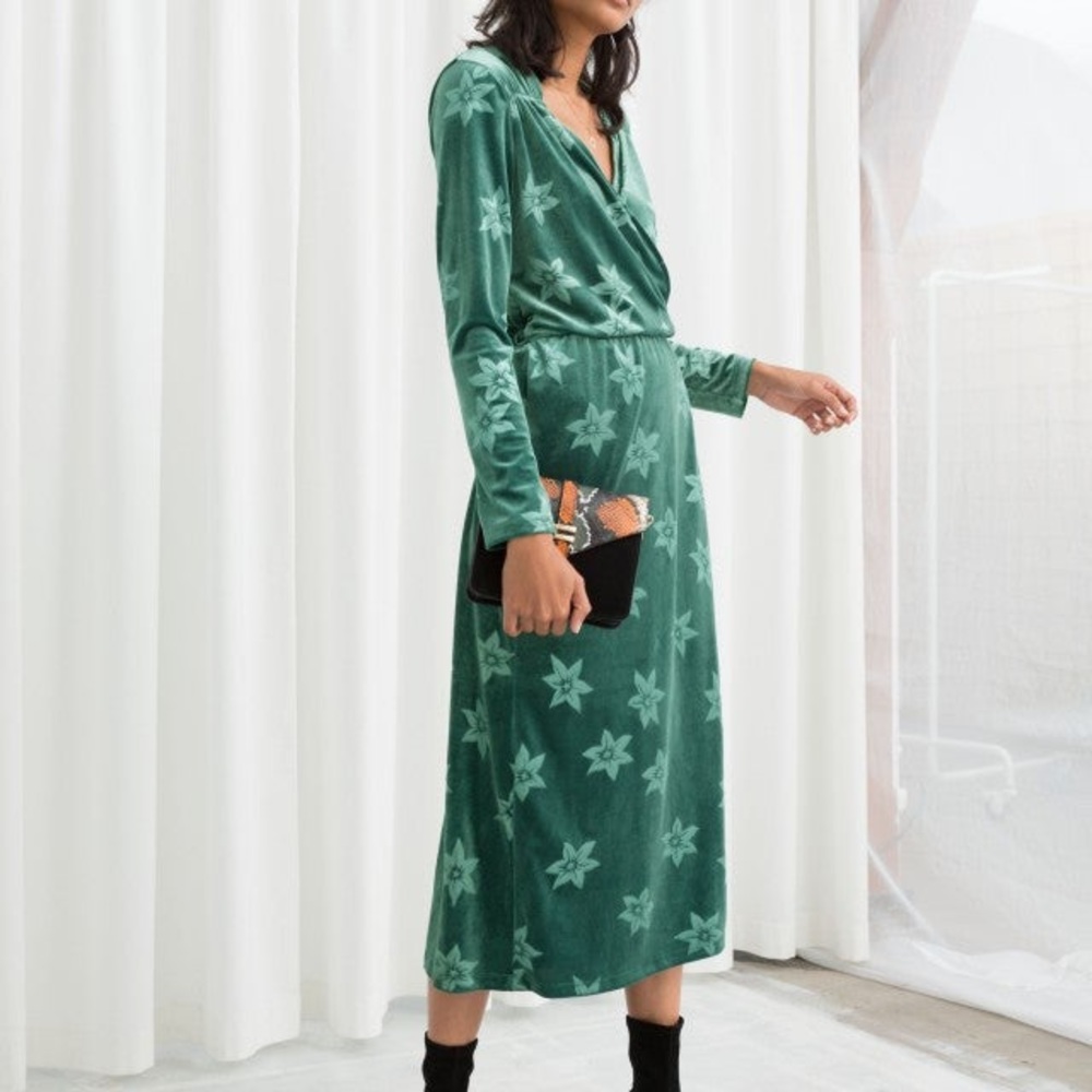 NWT & other stories green velvet dress